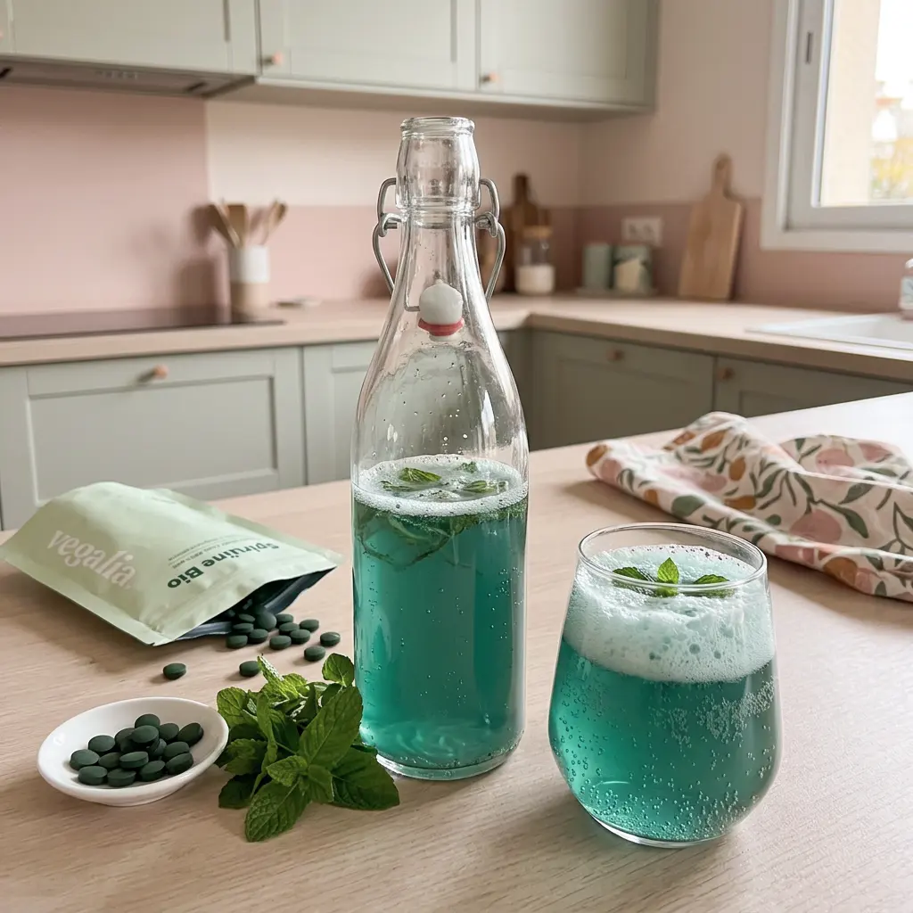 kombucha a base de menthe et de spiruline