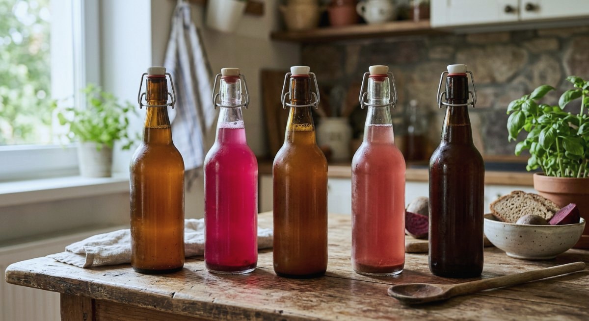 Bouteilles de kvas maison, variantes classique et betterave