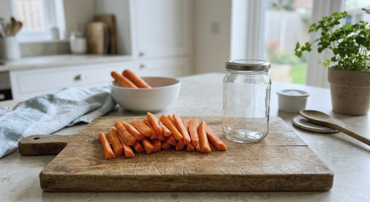 Bâtonnets de carottes fraîchement coupés