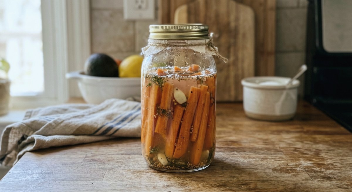 Bocal de carottes lacto-fermentées